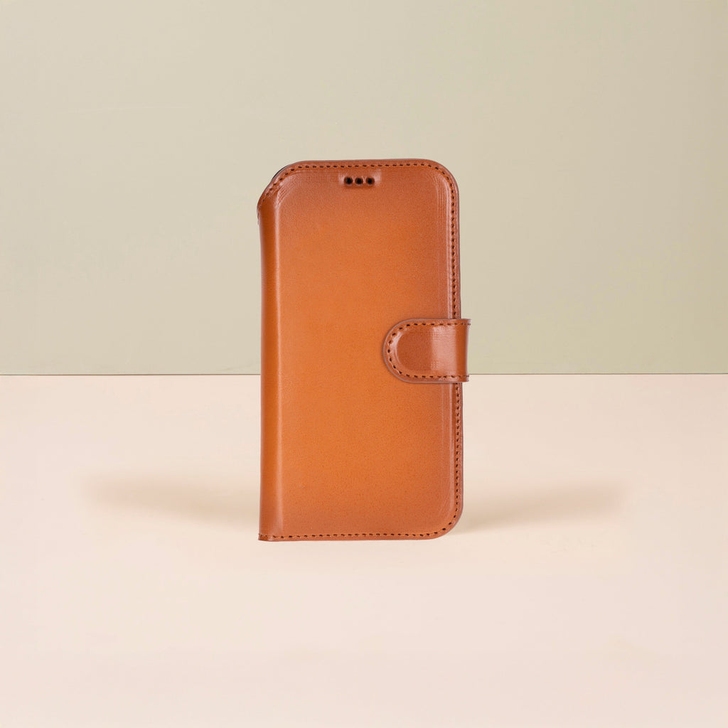 Leather iPhone 17 Pro Wallet Case – Rustic Brown - Austin