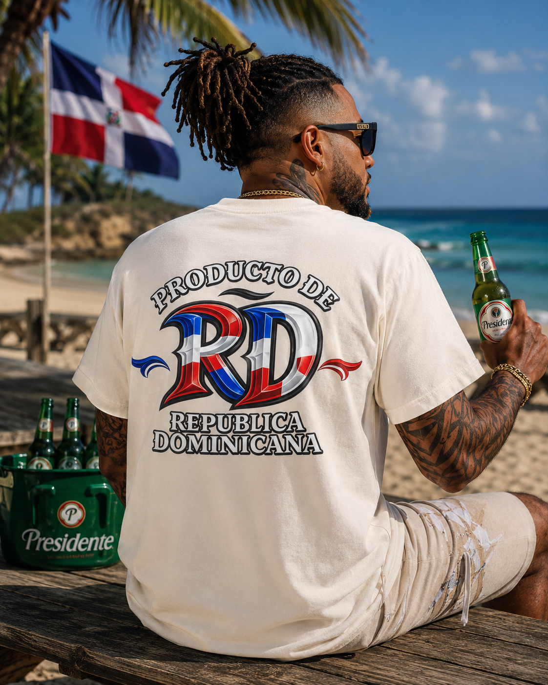 Producto De Republica Dominicana Heritage T-shirt | Old English Style, DR Dominican Culture | Heavyweight Cotton