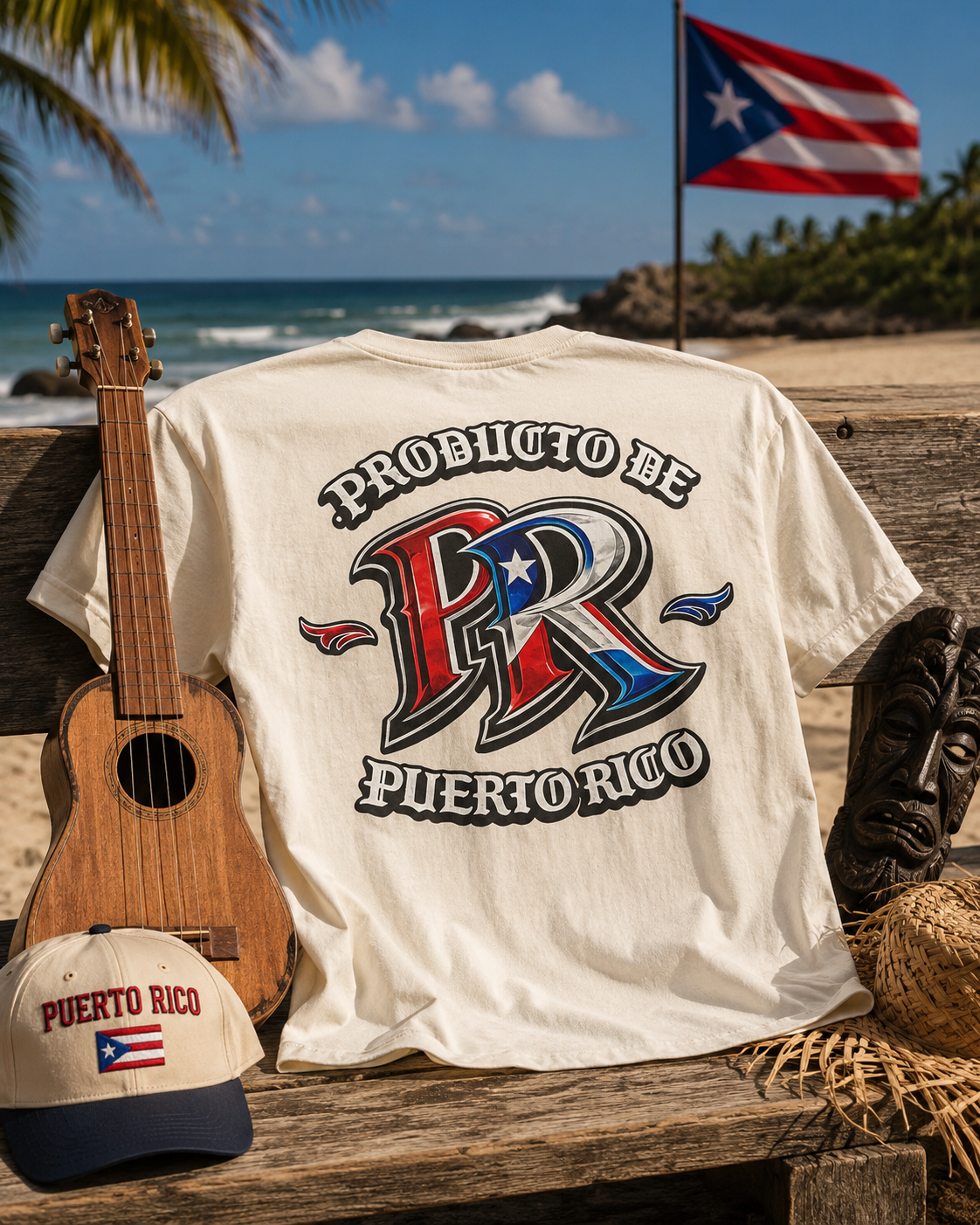 Producto De Puerto Rico Heritage T-shirt | Old English Style, Boricua Culture | Heavyweight Cotton